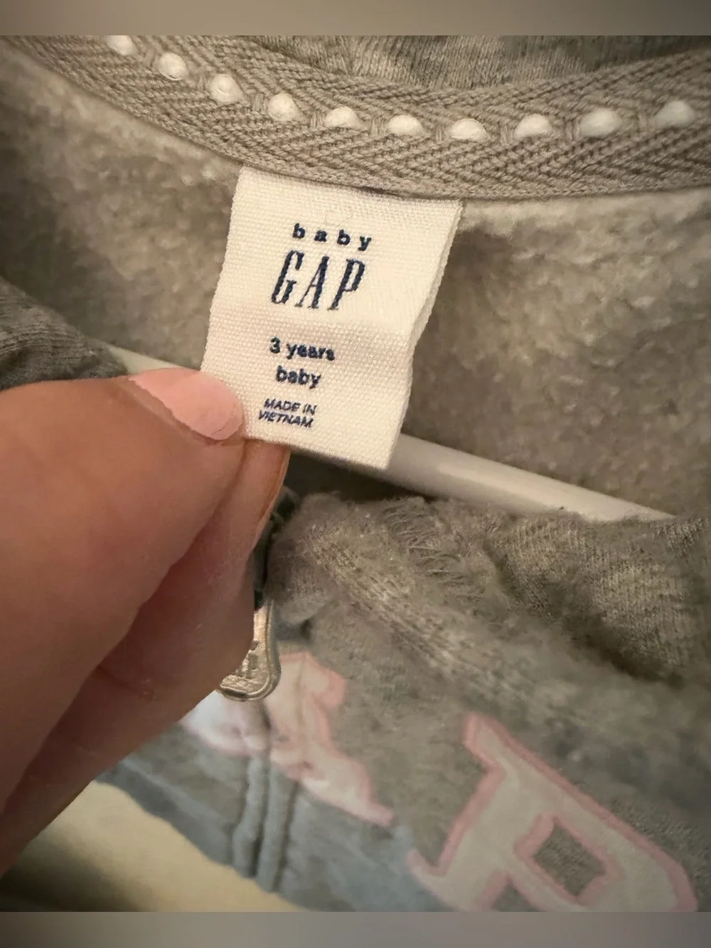 GAP Toddler Girl 2T Matching Grey Zip Hoodie with Pink Logo & Pant Set EUC